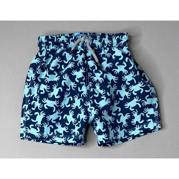 Hampton Swim Blue Crab Print Swim Trunks Trotters London Boys 4-5 Yrs